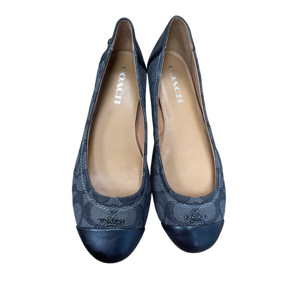 Coach Womens Black Gray Leather Canvas Flats Shoes Size 6B SKU 9200 - Picture 12 of 12
